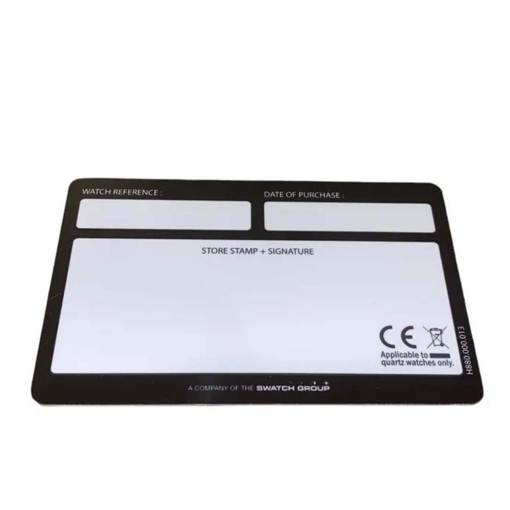 Hamilton Watch Company Blank International 2 Year Warranty Card